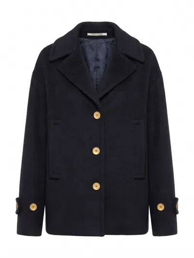 Tagliatore Norah Button-fastening Wool Coat In Blue