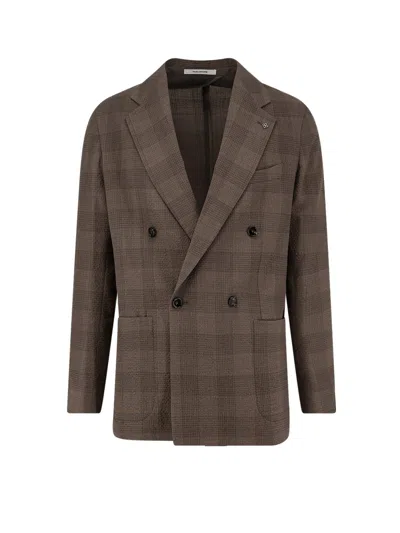 Tagliatore Norman Stretch Virgin Wool Blazer In Brown