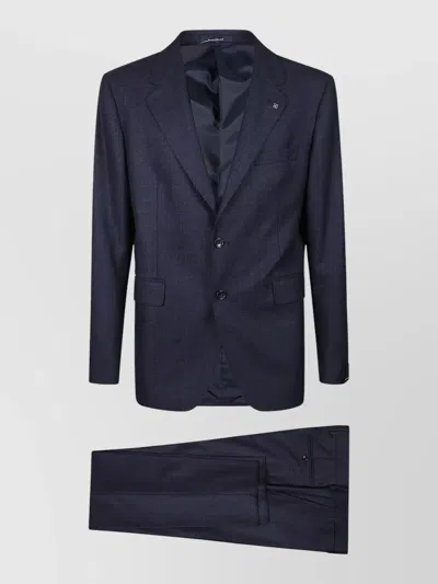 Tagliatore Notch Lapel Suit Jacket Featuring Pockets In Blue