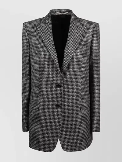 Tagliatore Notch Lapel Wool Jacket With Long Sleeves In Black