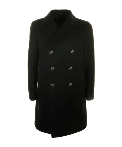 Tagliatore Notched-collared Double-breasted Coat In Black