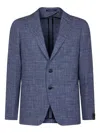 Tagliatore Notched-lapel Checked Blazer In Blue