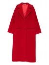 Tagliatore Long Wool Coat With Notched Lapels And Flap Pockets In Red