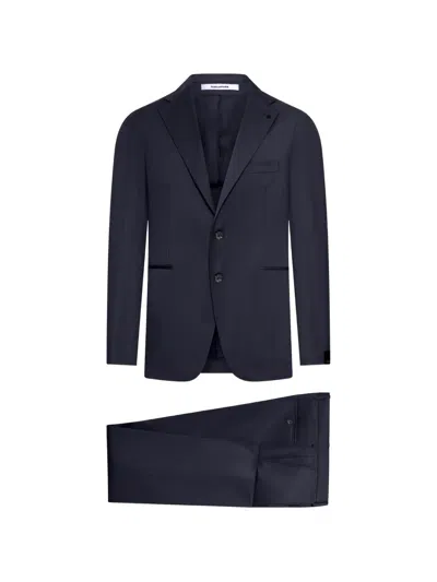 Tagliatore Notched-lapel Single-breasted Suit In Blue