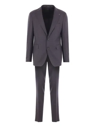 Tagliatore Notched-lapel Wool Suit In Gray
