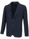 Tagliatore Montecarlo Blue Single-breasted Jacket With Notched Revers In Silk Man In Blue