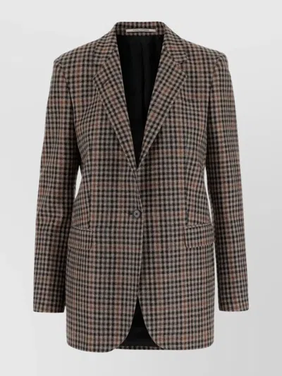 Tagliatore Notched Lapels Checked Blazer In Brown