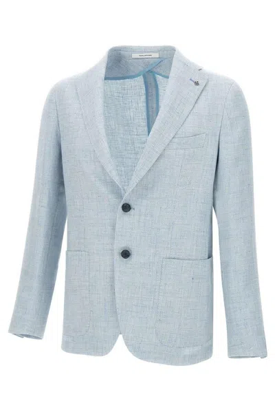 Tagliatore Notched-lapels Single-breasted Blazer In Blue