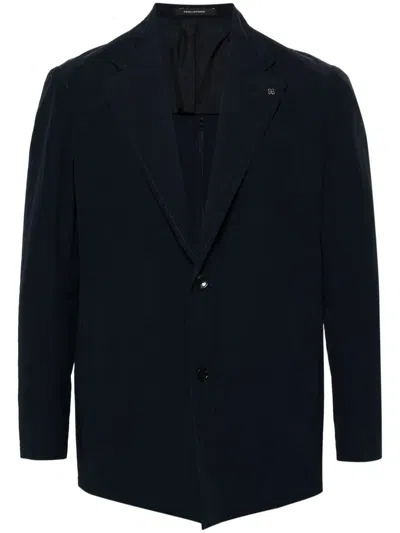 Tagliatore Notched-lapels Single-breasted Blazer In Blue