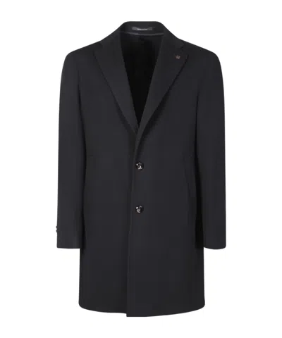 Tagliatore Notched-lapels Single-breasted Coat In Black