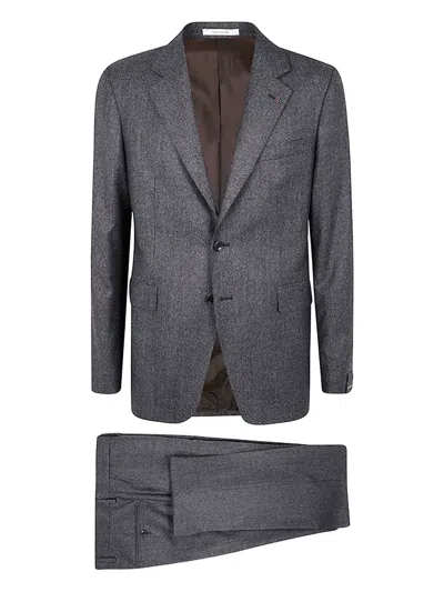 Tagliatore Notched Single-breasted Wool Suit In Gray