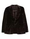 Tagliatore Notched Velvet Jacket In Brown