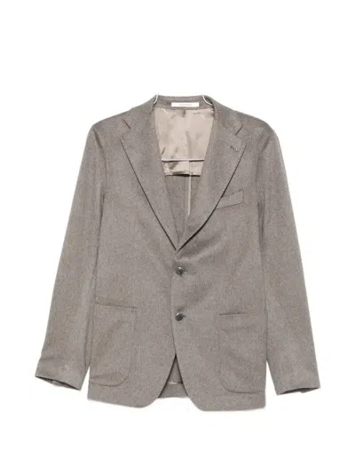 Tagliatore Notched-lapel Single-breasted Blazer In Gray