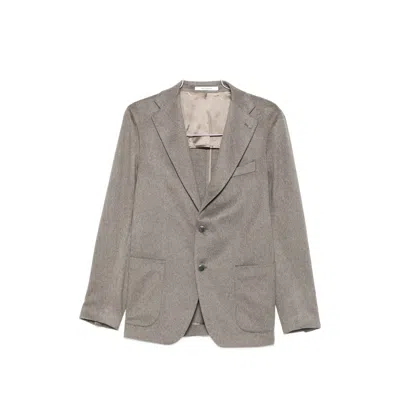 Tagliatore Notched-lapel Single-breasted Blazer In Grey