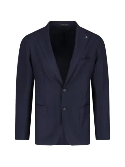 Tagliatore Notched-lapel Single-breasted Jacket In Blue