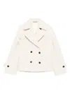 Tagliatore Textured Double-breasted Coat In Alpaca Blend In White