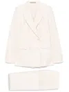 Tagliatore Double-breasted Blazer With Flared Trousers In Textured Fabric In White