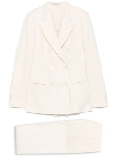 TAGLIATORE OFF WHITE PINSTRIPE SUIT