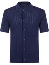 Tagliatore Sheer Textured Short Sleeve Shirt In Blue