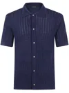 Tagliatore Sheer Textured Short Sleeve Shirt In Blue