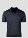 Tagliatore Open Collar Knitted Polo Shirt In Black