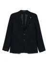Tagliatore Midnight Blue Tailored Jacket With Classic Design And English Vents In Blue