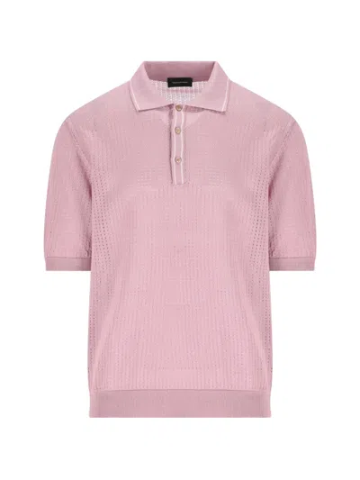 Tagliatore Openwork Buttoned Polo Shirt In Pink
