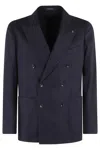 Tagliatore Blue Double-breasted Jacket With Patch Pockets