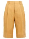 Tagliatore Front Pleated Bermuda Shorts With Belt Loops In Orange