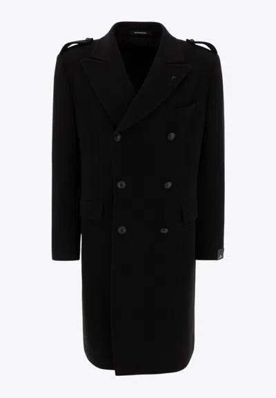 Tagliatore Otis Double-breasted Wool Coat In Black