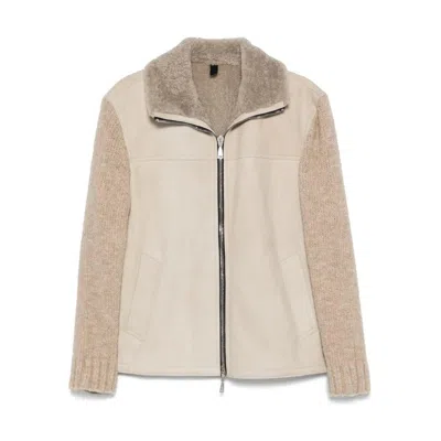 Tagliatore Shearling Jacket In Neutral
