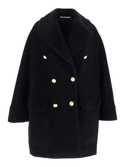 Tagliatore Lilian Wool Drill Coat In Black