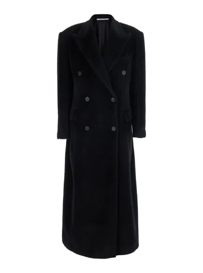 Tagliatore Oversized Alpaca Wool Jacket With Classic Collar And Long Sleeves In Black