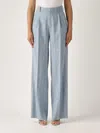 Tagliatore Ebony Trousers In Linen And Cotton In Celeste-bianco