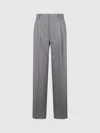 Tagliatore Vertical Striped Grey Trousers With Front Zip Closure In Grey