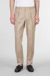 Tagliatore P-gord24 Pants In Beige Cotton In Brown