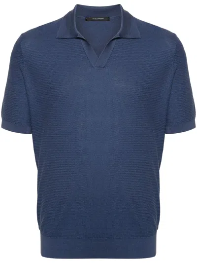 Tagliatore Paco Split-neck Polo Shirt In Blue