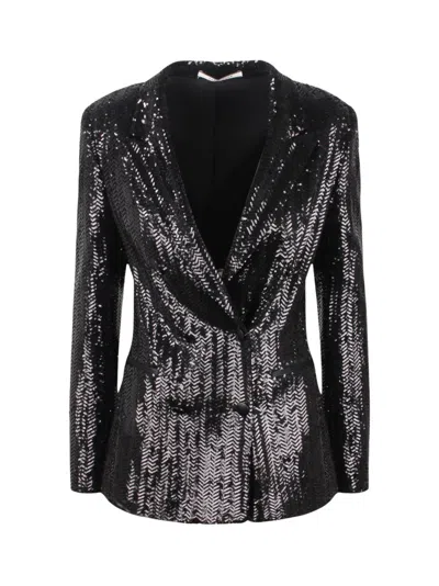 Tagliatore Woman Sequin Embellished Jacket In Black