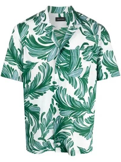 Tagliatore Palm-tree Print Shirt In Grün