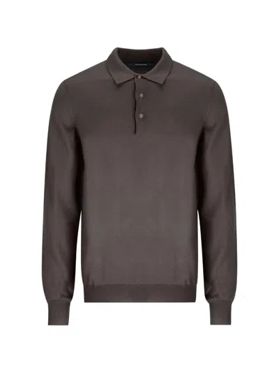 Tagliatore Palmer Fine-knit Sweater In Brown