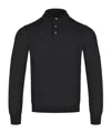 Tagliatore Palmer Long-sleeved Knitted Polo Shirt In Black