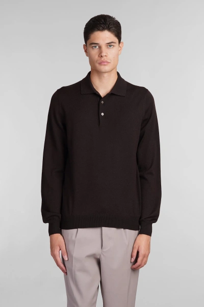 Tagliatore Knitted Polo Shirt In Brown