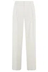Tagliatore Wide-leg Trousers With Central Closure In Bianco