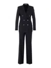 Tagliatore Linen Double Breasted Suit Gold Buttons In Black