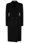 Tagliatore Double-breasted Coat Featuring Flap Pockets In Black