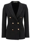 Tagliatore Double-breasted Wool Jacket With Peak Lapels In Black