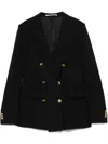 Tagliatore Structured Double-breasted Jacket Gold Buttons In Black