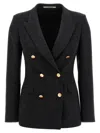 Tagliatore Double-breasted Gold-button Blazer In Black
