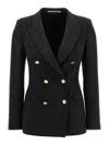 Tagliatore Double-breasted Wool Jacket With Peak Lapels In Black