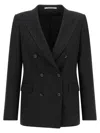 Tagliatore Double-breasted Wool Blend Blazer In Black